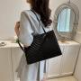 HR505 Women's New Fashion Bag Casual Simple Textured Embroidery Thread Tote Bag PU Leather Popular One Shoulder Underarm Bag