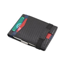 RFID Minimalist Money Clip Wallets Custom Men Carbon Fiber Leather Card Holder Metal Wallet