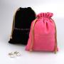 Custom Gold Logo Printing Velvet Gift Pouch Drawstring Velvet Flannel Perfume Cosmetic Perfume Pack Packing Velvet Jewelry Bag
