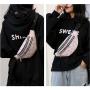 Holographic PU Leather Stitching Pattern Unisex Diagonal Fanny Pack Personalized Lingge Laser Waist Bag