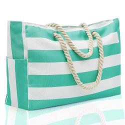 XL319 Striped Beach Bag Wholesalers Foldable Travel Organiser Moving Packing Bags Quilt Coarse Cotton Tote Shopping Bag