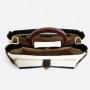 Wholesale Fashion Contrast Color Pu Leather Ladies Canvas Handbags Oem Odm Big Wooden Handle Printed Handbag for Women