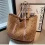Factory custom natural straw woven  bags 2024 new design Lightweight summer beach bag vacation holiday rattan grass bag