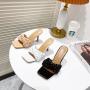 DropShipping Summer Fashion Women Twist Strap Flat Slippers Ladies Square Toe PU Leather Slip On Slide Sandals