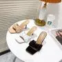 DropShipping Summer Fashion Women Twist Strap Flat Slippers Ladies Square Toe PU Leather Slip On Slide Sandals