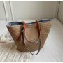 New Design Striped Zipper Tassels Straw Beach Bag Summer Friendly Handwoven Shoulder Purse Women Large Travel Tote Bag 2024