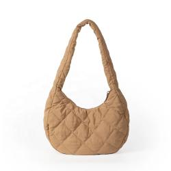 2024 Trend Lattice Pattern Cotton Bag Winter Fashion Clouds Handbag Soft Puff Bag Female