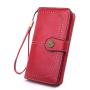 Oil Wax Genuine Leather RFID Protection Long Design Women Wallet Retro Multi Card Hollow-carved Wallets