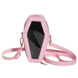 2023 Custom Gothic Design Coffin Shape Bag Clear PVC Window Vegan Leather Women Ita Crossbody Bag