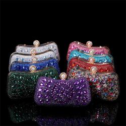 2024 new colorful rhinestone banquet bag evening dress wedding party bag ladies shoulder clutch evening bags