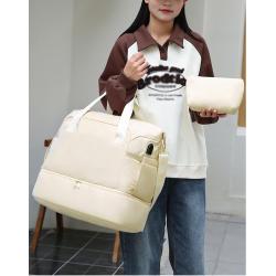 HR647 Fitness Bag for Women with USB Interface Nylon Dry Wet Separation Training Leisure Bag with Adjustable Pull Rod Travel Bag