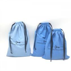 Custom Black Logo Suede Drawstring Microfiber Clothes Hat Packaging Storage Bag Luxury Blue Suede Shopping Bag