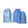Custom Black Logo Suede Drawstring Microfiber Clothes Hat Packaging Storage Bag Luxury Blue Suede Shopping Bag