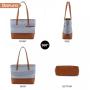 Lovevook fashion 3pcs handbag Set Stripes Style shoulder bag PU leather canvas ladies tote bags women handbags and purses 2023