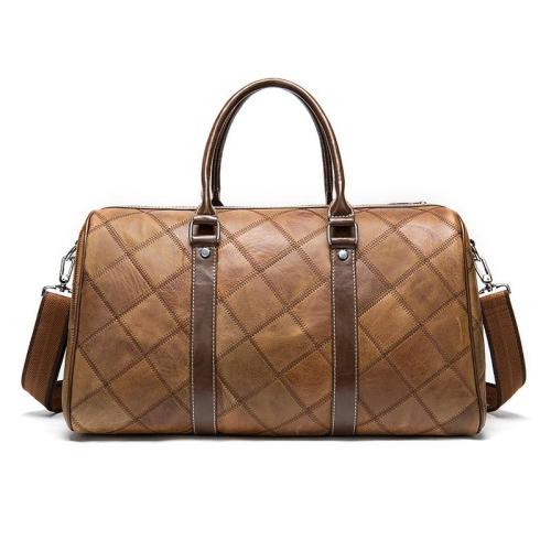 2024 Custom Check Genuine Leather Travel Bag For Vintage Men Duffel Bags