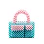 New Style 2024 Acrylic resin beads Colorful Small zipper Square Handmade Pearl Tote Bag Fashion Women Mini Beaded Handbags