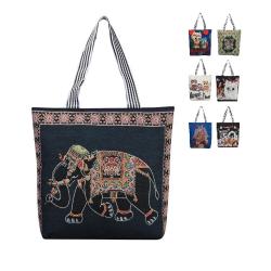 Gelory Wholesale Customize Print Women Shopping Tote Handbags Canvas Fully Sublimated Reusable Single Shoulder Shopper Bags