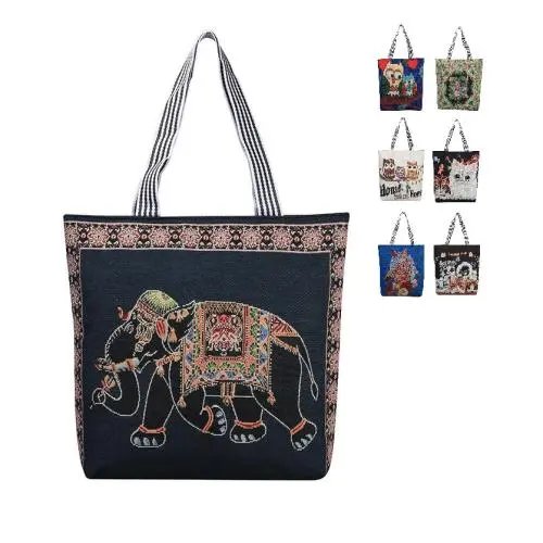 Gelory Wholesale Customize Print Women Shopping Tote Handbags Canvas Fully Sublimated Reusable Single Shoulder Shopper Bags