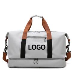 Custom Logo ISO BSCI Factory Durable Waterproof Hand Carry Foldable Gym Duffel Sports Bag With Shoe Compartment