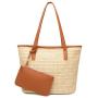 High Quality Designer Tote Handbags Handmade Natural Rattan Straw Beach Bags Ladies Fashionable PU Leather Custom Logo Polyester