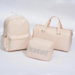Stock Daily Use Solid Colors Casual Leisure School Shoulder Backpacks Waterproof Nylon School Bags
