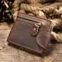 New Genuine Leather Wallet for Men Vintage RFID Blocking Multi-function Wallet With Coin Pocket Money Slip Card Holder