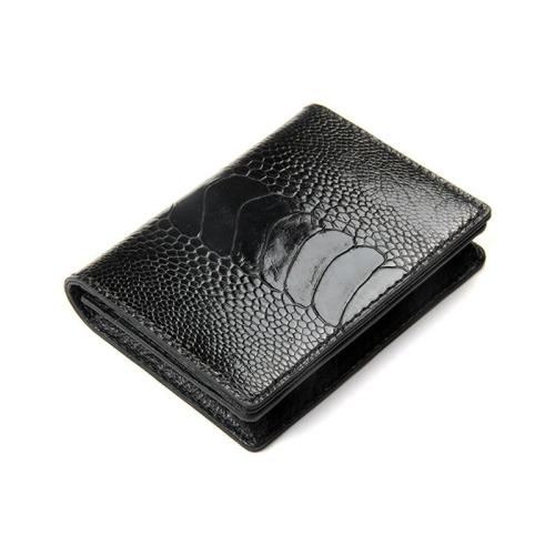 ODM Mini Cartera De Hombres Luxury High End Design Genuine Ostrich Leather Leg Skin Card Holder Wallet Vintage Smart Card Case