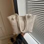 2024 New summer style women's straw bag thick string large capacity tote bag simple seaside beach handbag for women