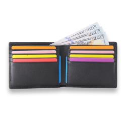 Wallet with RFID feature logo embossed genuine leather men wallet