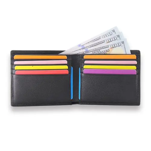Wallet with RFID feature logo embossed genuine leather men wallet