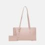 Custom Pu Vegan Leather Rectangular Tote Bag With Pocket And Zipper Simple Cardholder Women Shoulder Bags