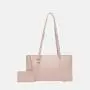Custom Pu Vegan Leather Rectangular Tote Bag With Pocket And Zipper Simple Cardholder Women Shoulder Bags