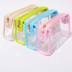 New Candy Color Transparent PVC Cosmetic Bag Color Printing Waterproof Portable Toiletry bag Zipper Travel Storage Bag
