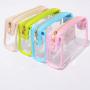 New Candy Color Transparent PVC Cosmetic Bag Color Printing Waterproof Portable Toiletry bag Zipper Travel Storage Bag