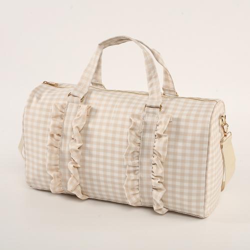 Multi Color Cute Pink Yellow Blue Weekender Girls Overnight Duffel Bag Gym Ruffle Gingham Bag Travel Bags