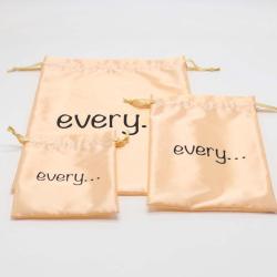Custom Rose Gold Satin Dust Silk Bag For Handbag Hair Lingerie Packaging Gift Jewelry Drawstring Satin Pouch
