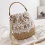 2024 New Tengbian Beach Handheld Crossbody Bag Women's Lace Lace Grass Woven Bag