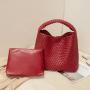 Handmade Woven Bag with Large Capacity New Fashion Single Shoulder Carrying Bun Mother Female's Big Handbag with PU Lining