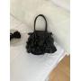 New arrival soft leather shoulder bag fashion design ruffled edges for pleated bags gray handbag ladies bag