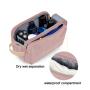Pink Polyester Makeup Bag Wholesale Custom  Fashion Tropical OEM Fashionable Leaves Women Bulk Transparent Cosmetic Bag