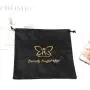 Custom Logo Printed Black Color Satin Drawstring Hair Packaging Extension Bag Soft Satin Silk Dust Underwear Pouch