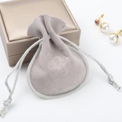Customized Velvet Drawstring Jewelry Pouch Gray High End Suede Jewelry Bag