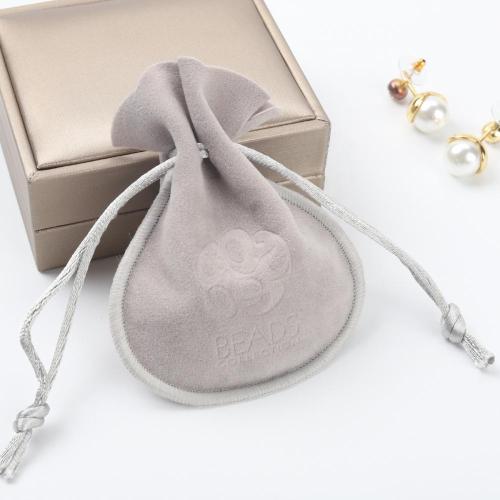 Customized Velvet Drawstring Jewelry Pouch Gray High End Suede Jewelry Bag