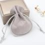 Customized Velvet Drawstring Jewelry Pouch Gray High End Suede Jewelry Bag