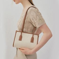 Women Canvas Tote Bag Large Capacity  Customized Leather Logo Fashion Shopping Bag Shoulder Bag