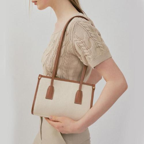 Women Canvas Tote Bag Large Capacity  Customized Leather Logo Fashion Shopping Bag Shoulder Bag