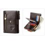 CST-001 New High Quality Vintage Genuine Leather RFID Men Wallet Buckle Pocket Zipper Purse Business ID Credit Card Holders
