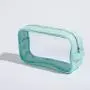 Keymay Wholesale Portable Clear Zipper Pvc Plastic Cosmetic Bag With Handle Women Transparent Makeup Bag