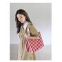 Gelory Wholesale fashionable Multi Color Striped Large Capacity Ladies Canvas Button Tote Bag