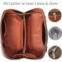 Stylish PU Women's Cosmetic Toiletry Case with Multiple Pockets and Removable Brush Holder for Beauty Products